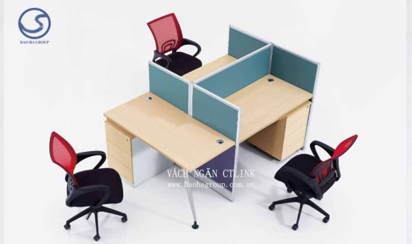 Vách ngăn bàn làm việc bọc nỉ 03 nhân viên